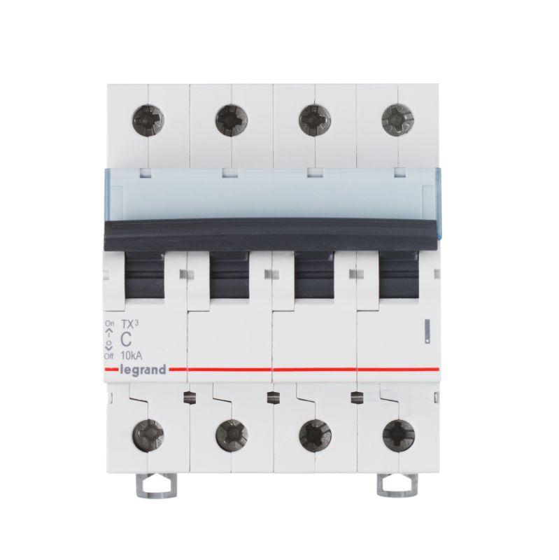 Выключатель автоматический модульный 4п C 10А 10кА TX3 6000 4мод. 400В Leg 403956
