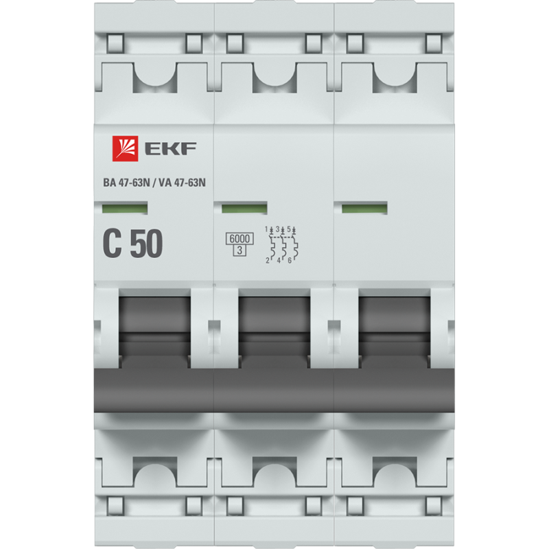 Выключатель автоматический 3п C 50А 6кА ВА 47-63N EKF PROxima EKF M636350C