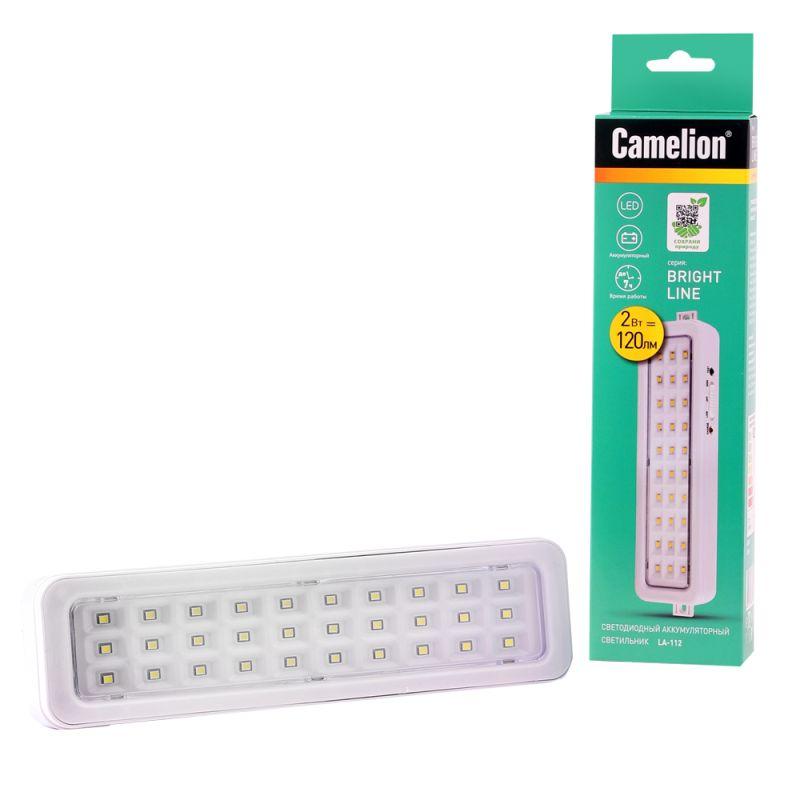 Светильник светодиодный LA-112 30LED 220В аккумуляторный Li-ion бел. Camelion 13149