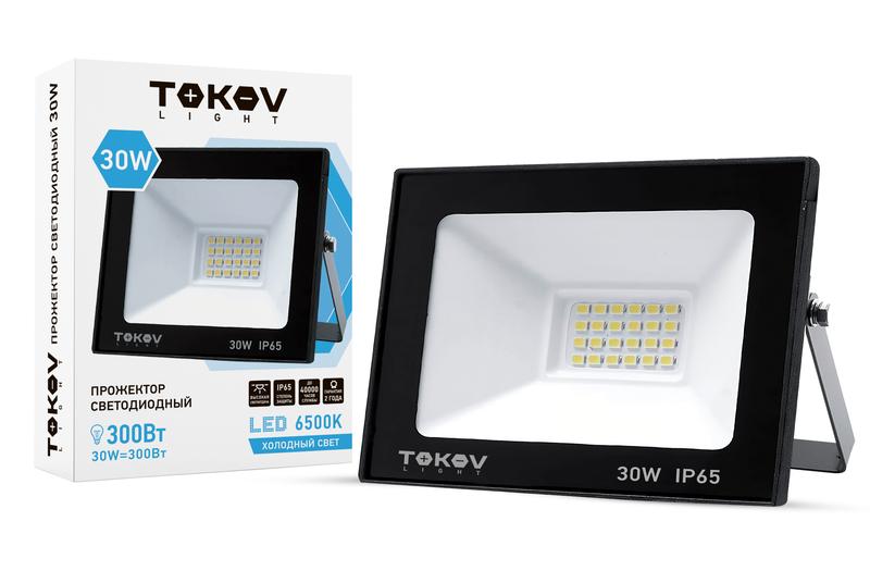 Прожектор светодиодный 30Вт 1700лм 6500К IP65 черн. (TKL) TOKOV ELECTRIC TKL-FL/LED-30-6.5K-IP65