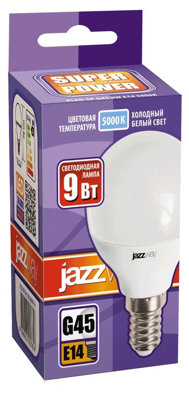 Лампа светодиодная PLED-SP 9Вт G45 шар 5000К холод. бел. E14 820лм 230В JazzWay 2859600A