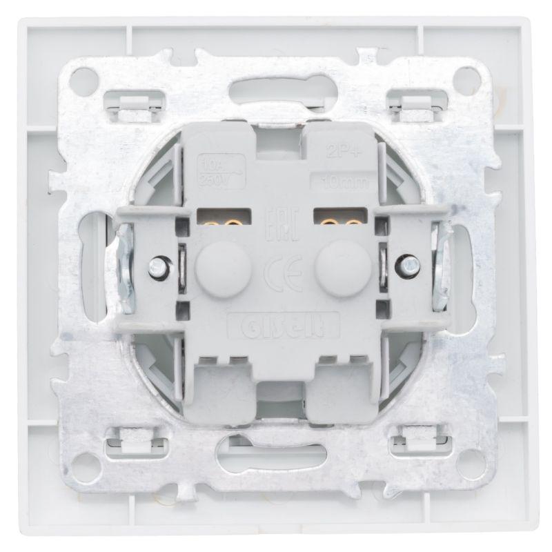 Розетка 1-м СП Минск 10А IP20 без заземл. защ. шторки бел. Basic EKF ERR10-022-100