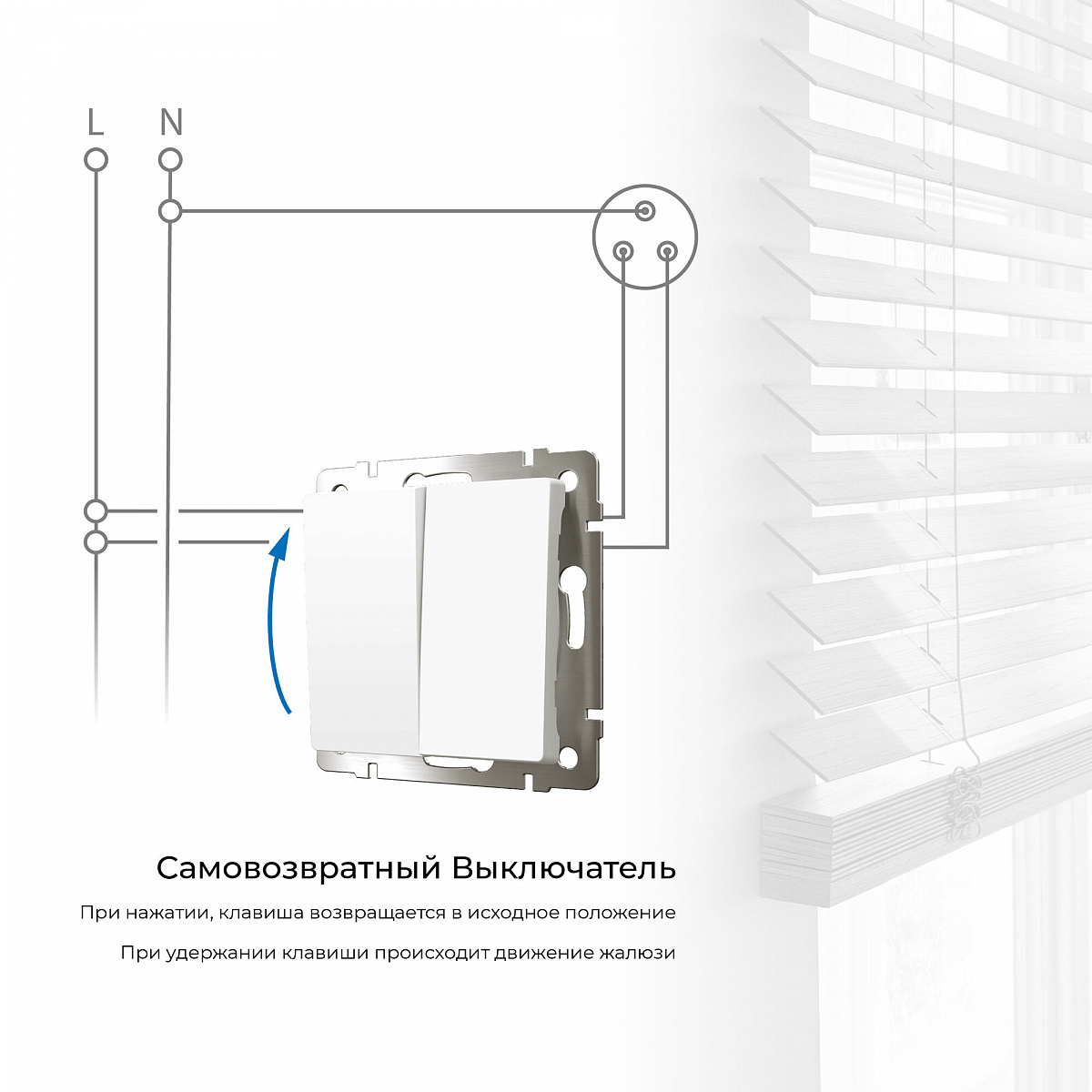 Выключатель двухклавишный с самовозвратом (белый) W1122401